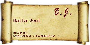 Balla Joel névjegykártya